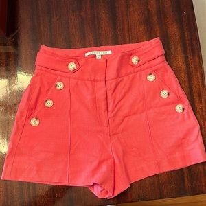Veronica Beard coral linen shorts